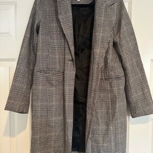 bagatelle Black & White Glen Plaid Trench Coat
